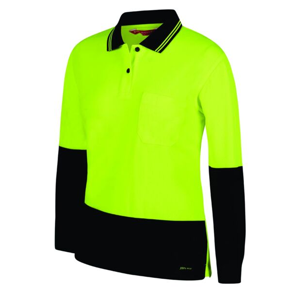 JBs Wear Ladies Hi Vis L/S Comfort Polo (D) Thumbnail